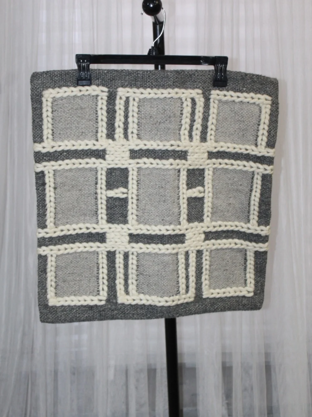 Williams Sonoma Textured Wool Pillow Cover – Geometric Knit Design